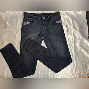 Dark Blue Jeans with Snakeskin Accents
